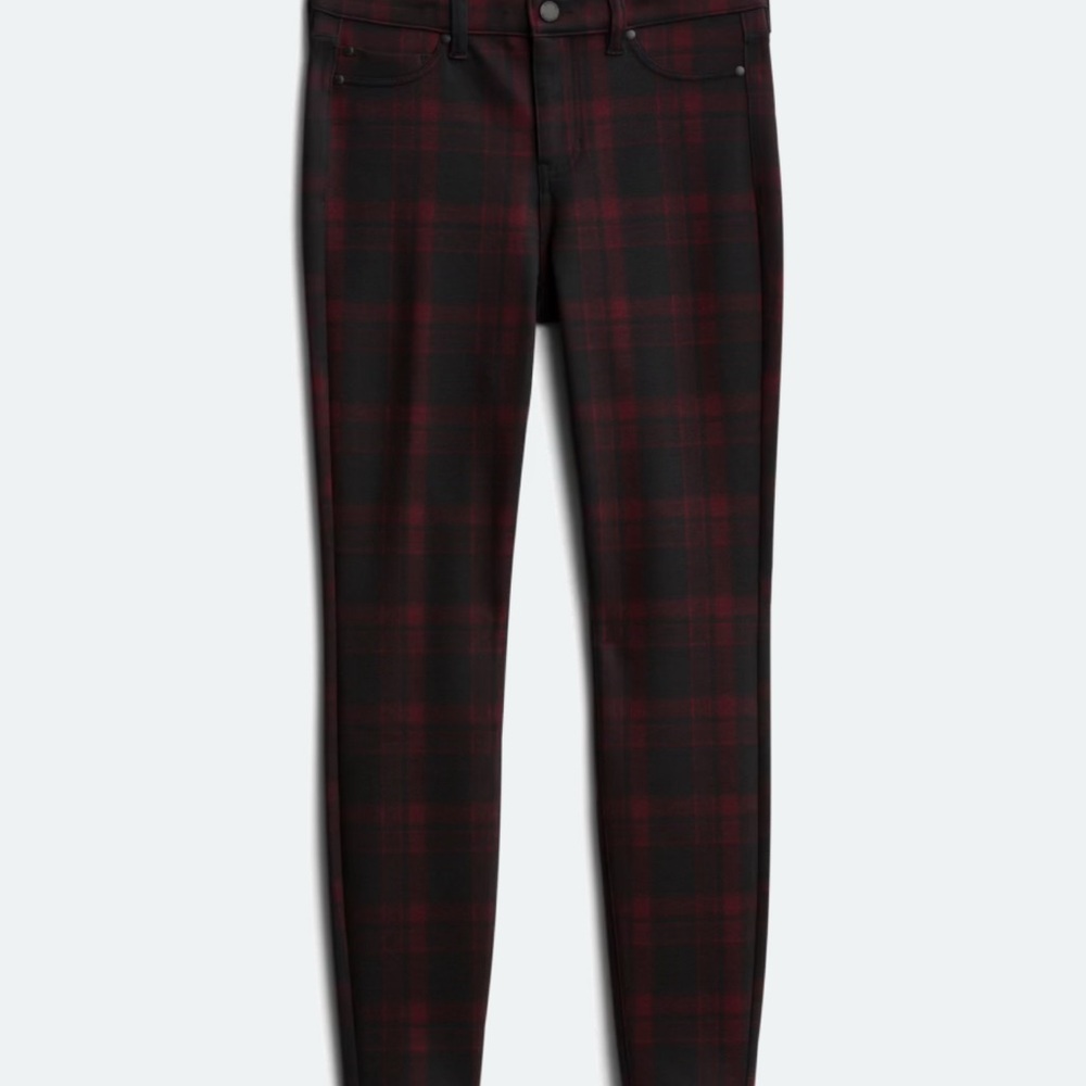 Women’s Black and Red Plaid Jeans